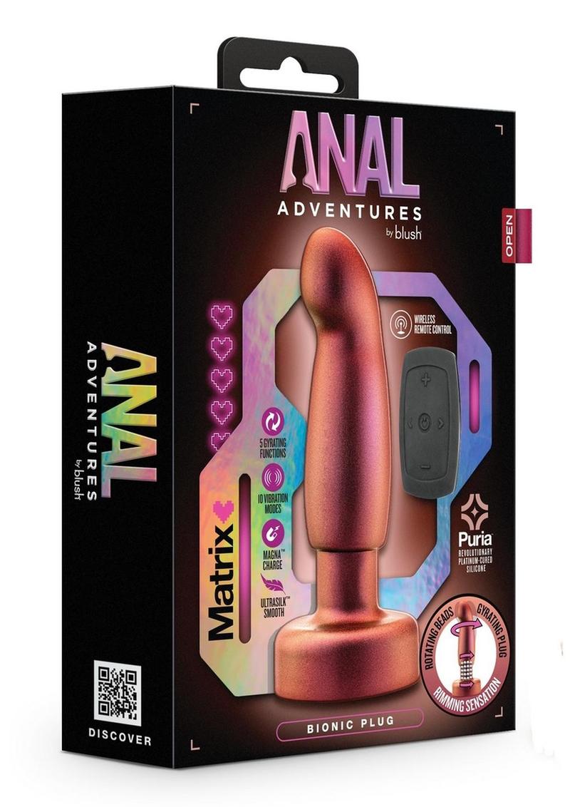 Anal Adventures Matrix Bionic Plug Rechargeable Silicone Anal Plug with Remote - Cosmic