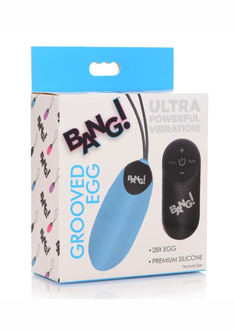 Bang! 28x Grooved Rechargeable Silicone Egg with Remote Control