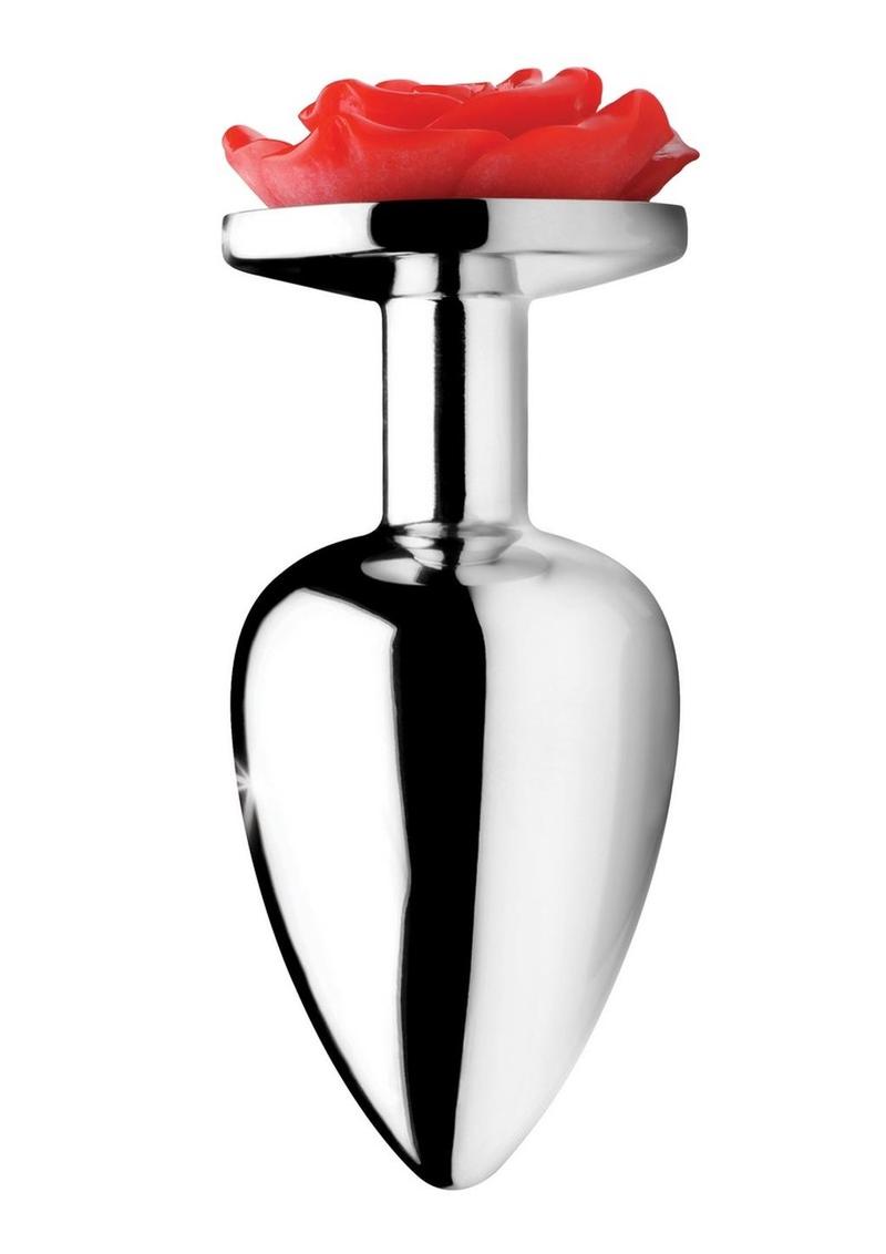 Booty Sparks Rose Anal Plug - Metal/Red - Large