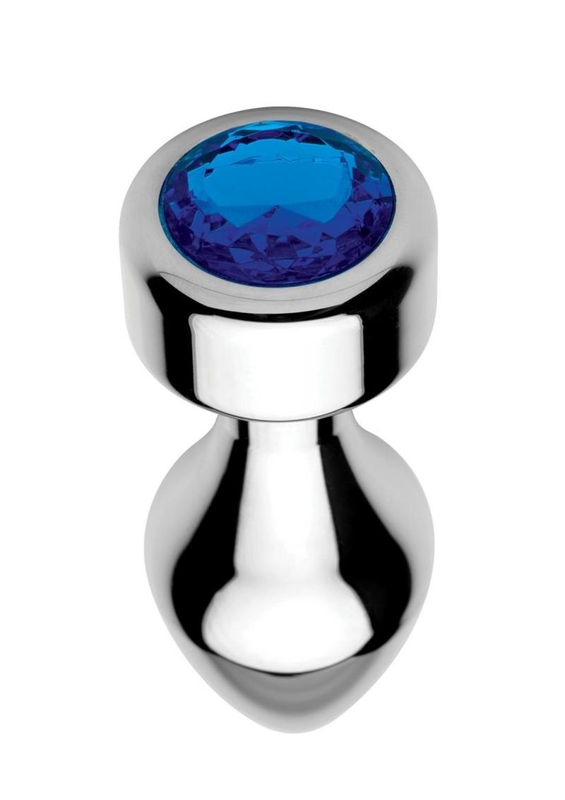 Booty Sparks Weighted Base Aluminum Plug Gem - Blue/Metal - Medium