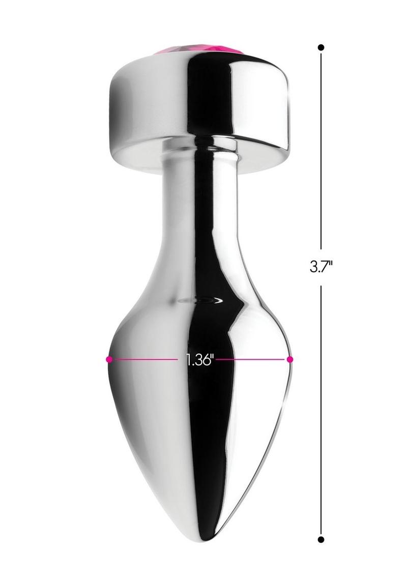 Booty Sparks Weighted Base Aluminum Plug Gem - Metal/Pink - Medium