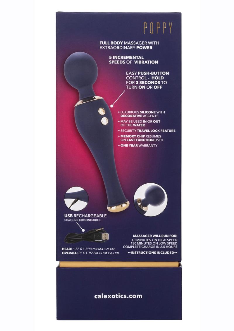 Chic Poppy Rechargeable Silicone Wand Massager - Blue
