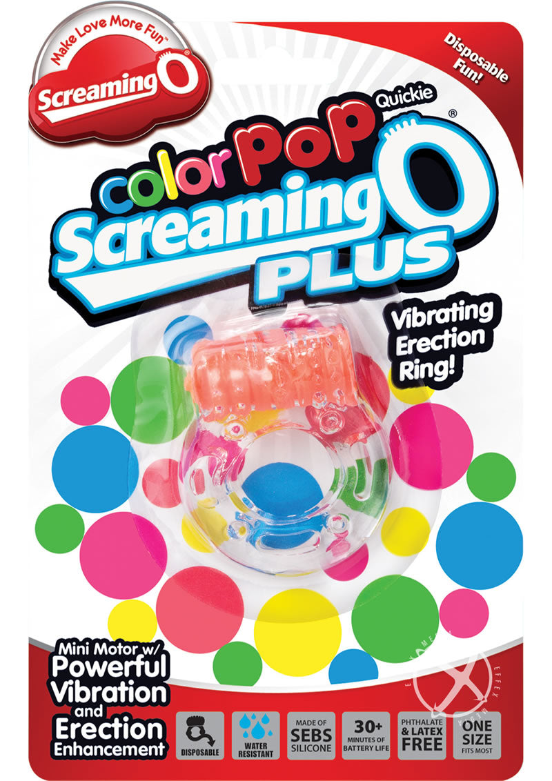 Color Pop Quickie Screaming O Plus Vibrating Ring Silicone Cock Ring