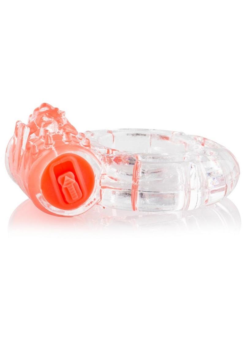 Color Pop Quickie Screaming O Plus Vibrating Ring Silicone Cock Ring - Orange