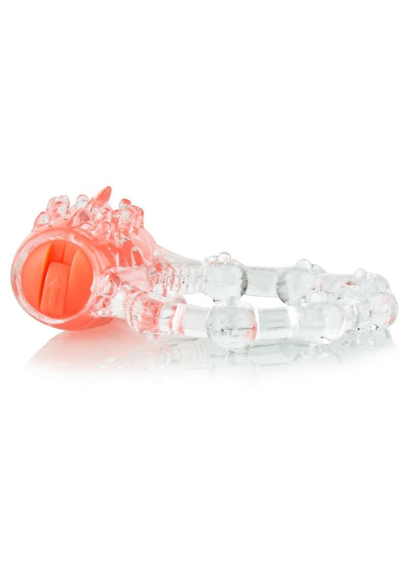 Color Pop Quickie Screaming O Vibrating Ring Silicone Cock Ring - Orange