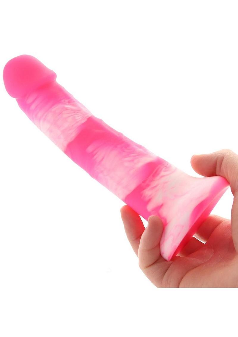 Colours Pleasures Yum Yum Silicone Dildo - Pink/White - 6in