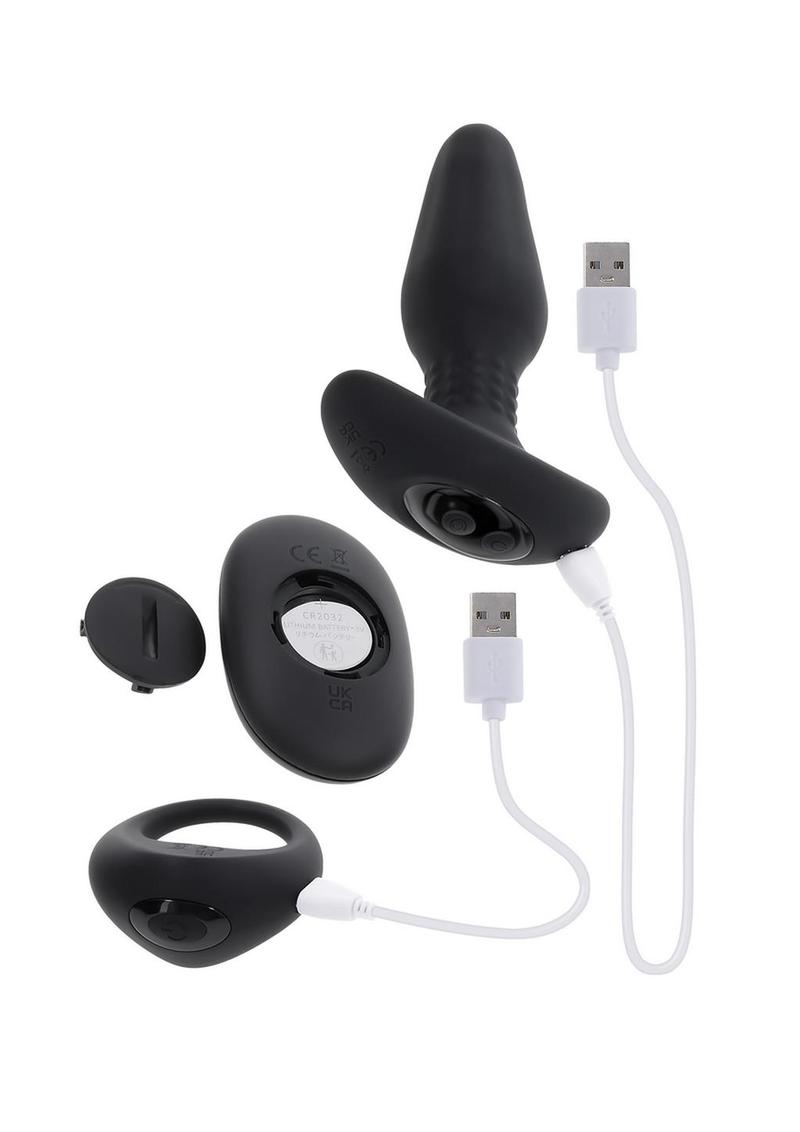 Gender X Teamwork Rechargeable Silicone Anal Plug with Remote - Black