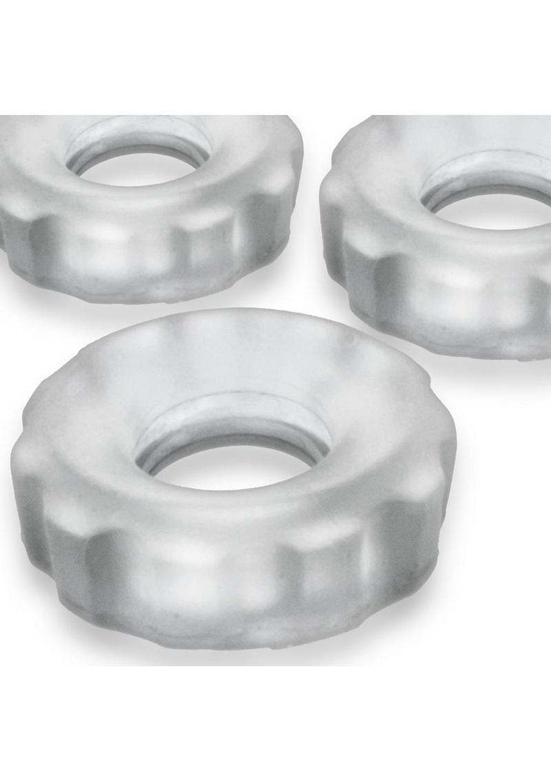 Hunkyjunk Huj Cockrings - Clear/Clear Ice - 3 Pack