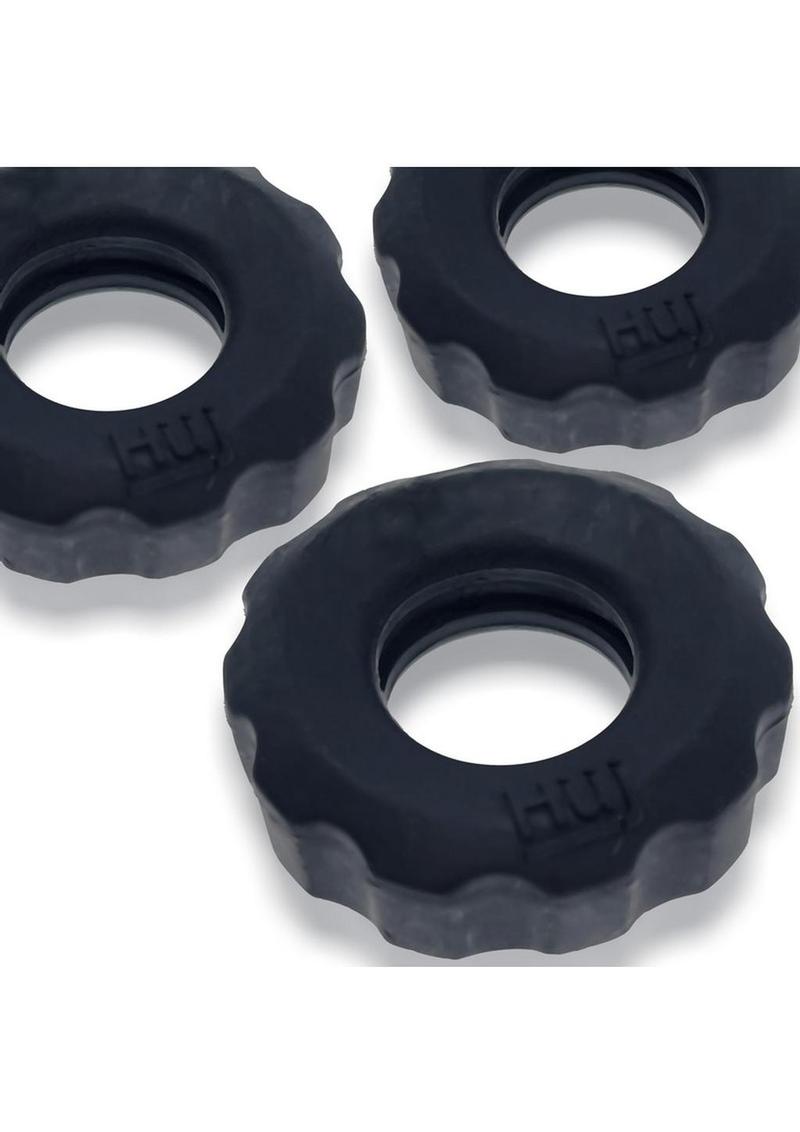 Hunkyjunk Huj Cockrings - Black/Tar Ice - 3 Pack