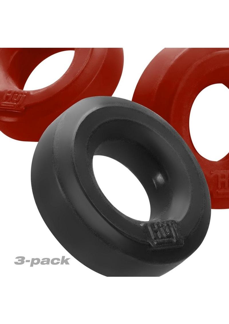 Hunkyjunk Huj3 Silicone C-Rings (3 Pack) - Cherry/Tar - Black/Red