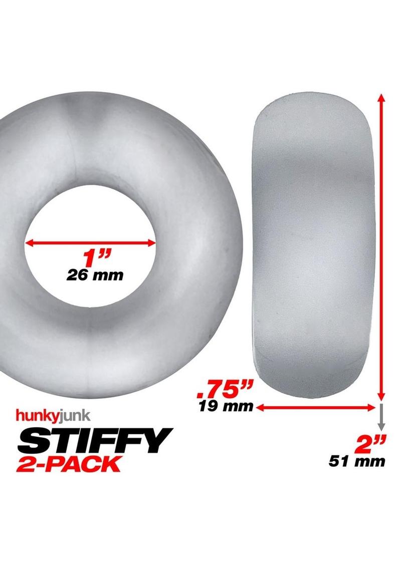 Hunkyjunk Stiffy Bulge Silicone Cock Rings - Clear/Clear Ice - 2 Pack