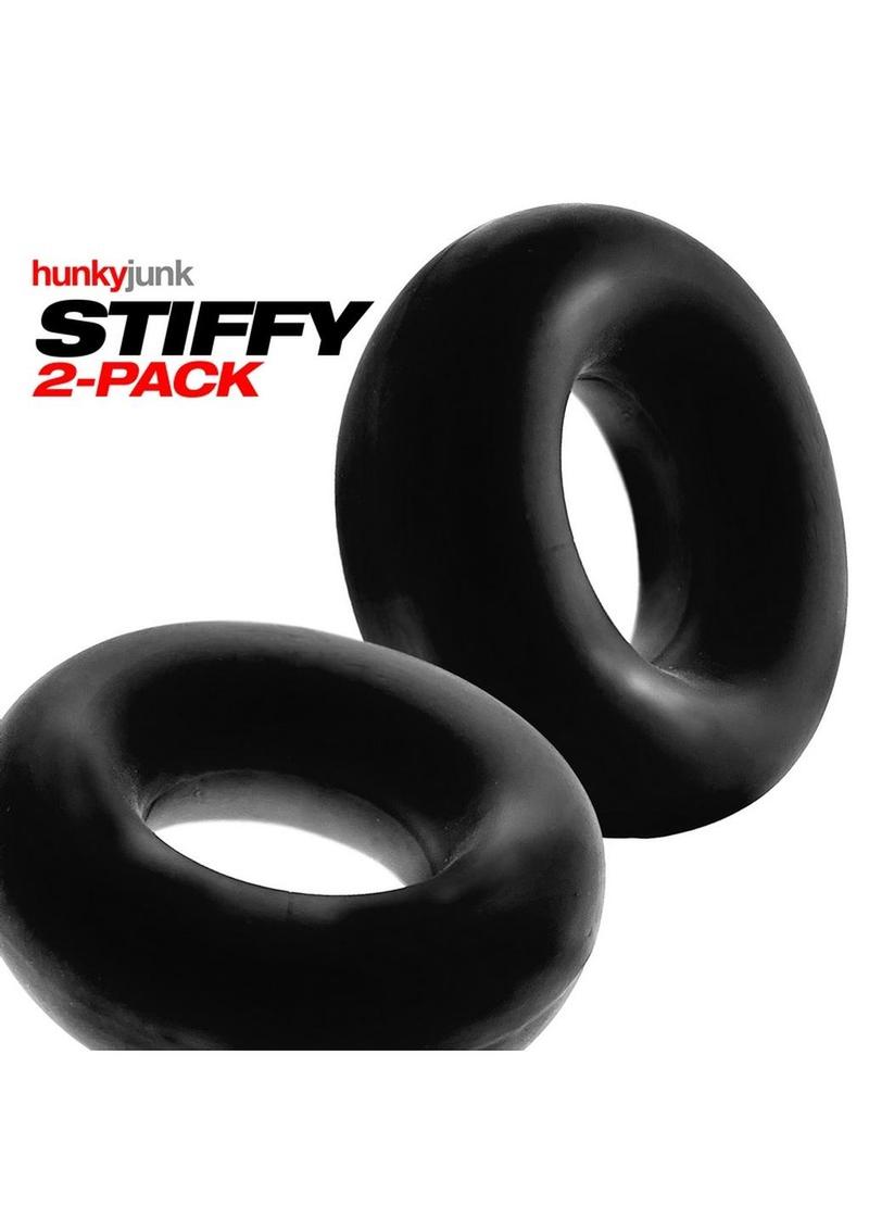 Hunkyjunk Stiffy Bulge Silicone Cock Rings - Black/Tar Ice - 2 Pack
