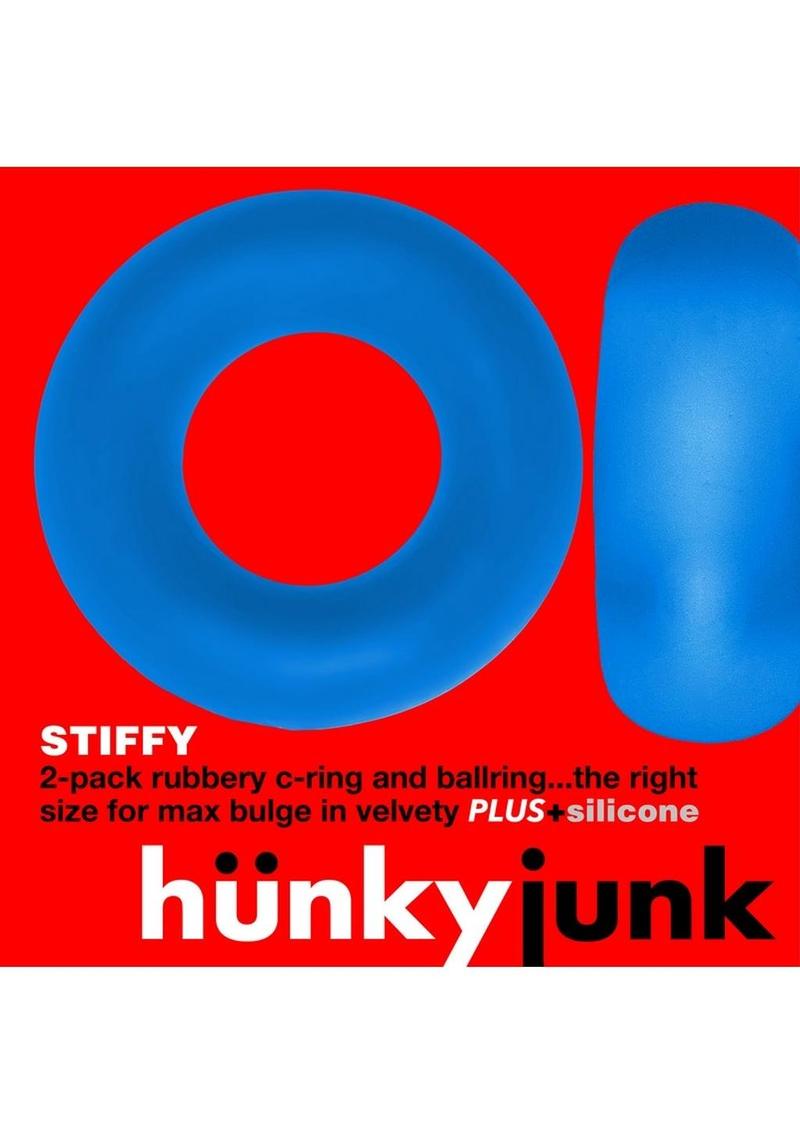 Hunkyjunk Stiffy Bulge Silicone Cock Rings - Blue/Teal Ice - 2 Pack