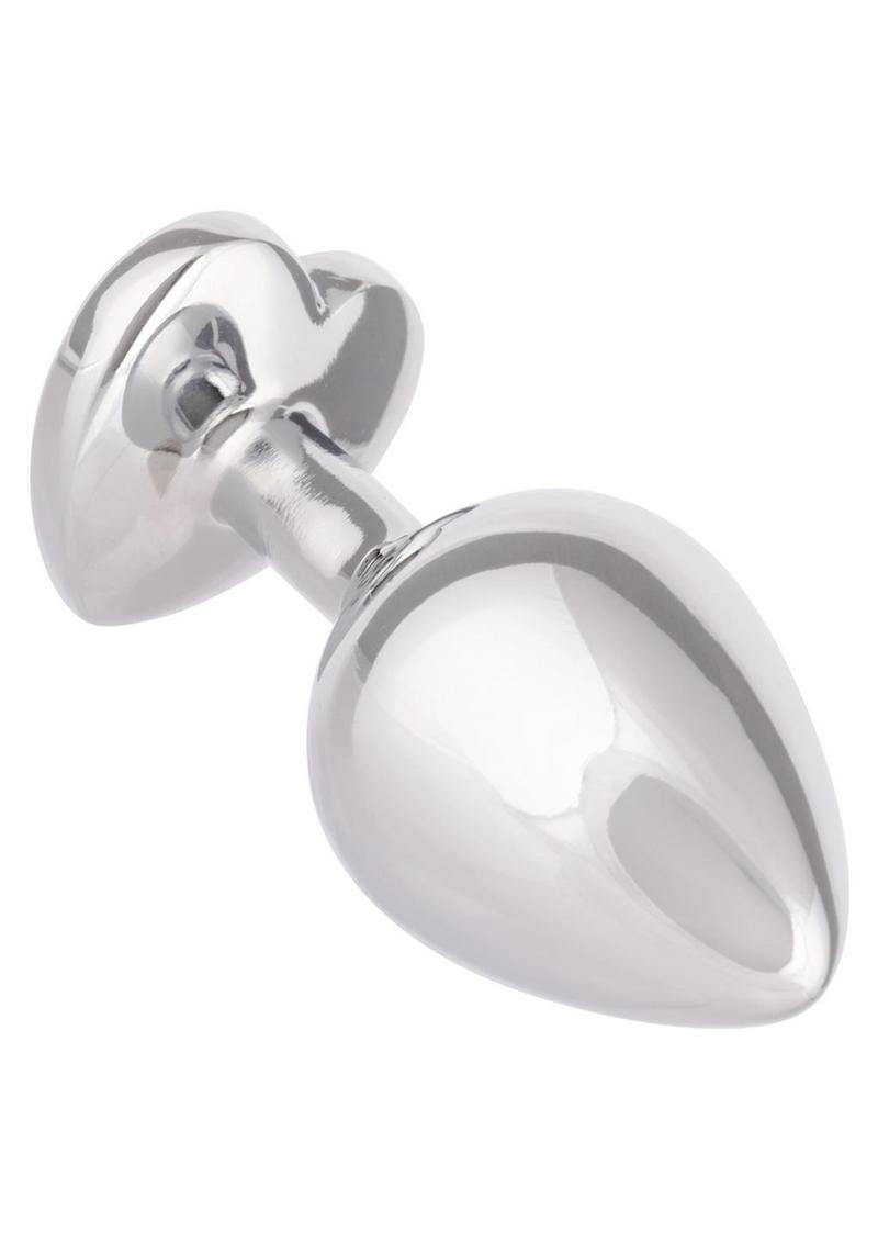 Jewel Ruby Heart Aluminum Anal Plug - Metal/Red - Large