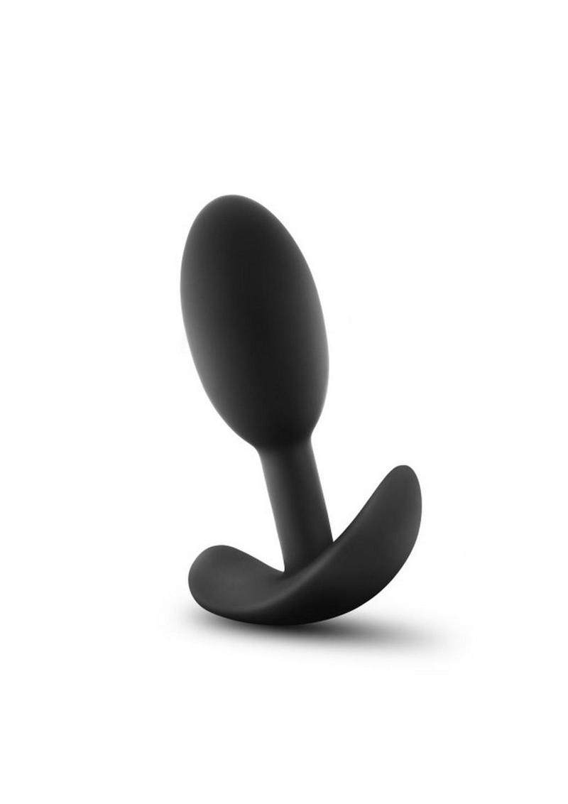 Luxe Wearable Vibra Slim Plug Silicone Butt Plug - Black - Small
