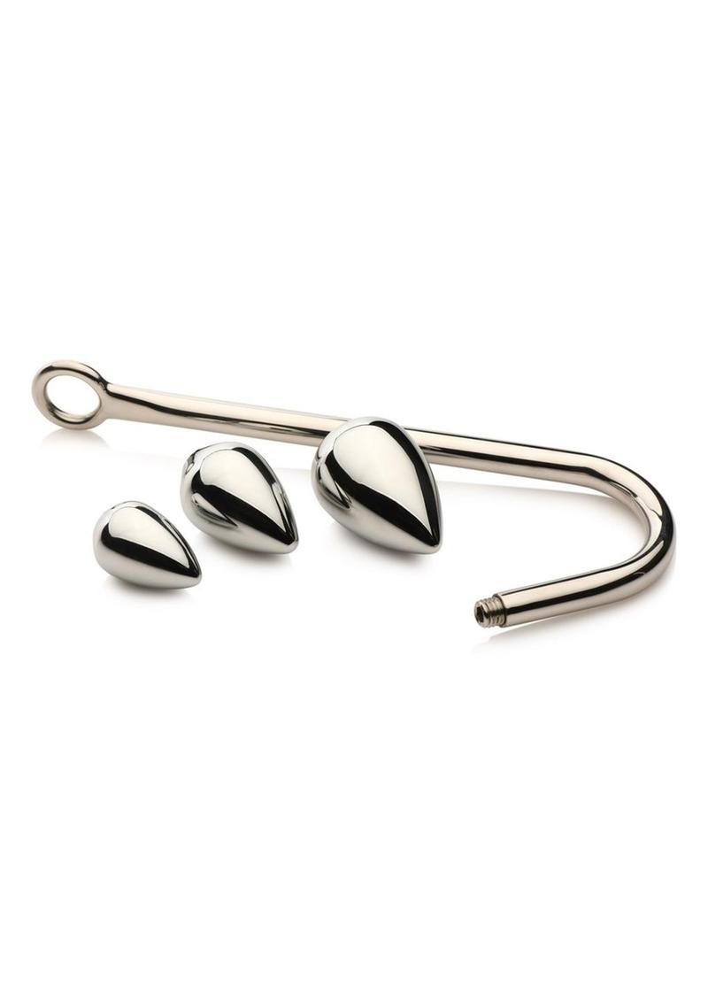 Master Series Anal Hook Trainer with 3 Plugs - Stainless - Silver/Steel