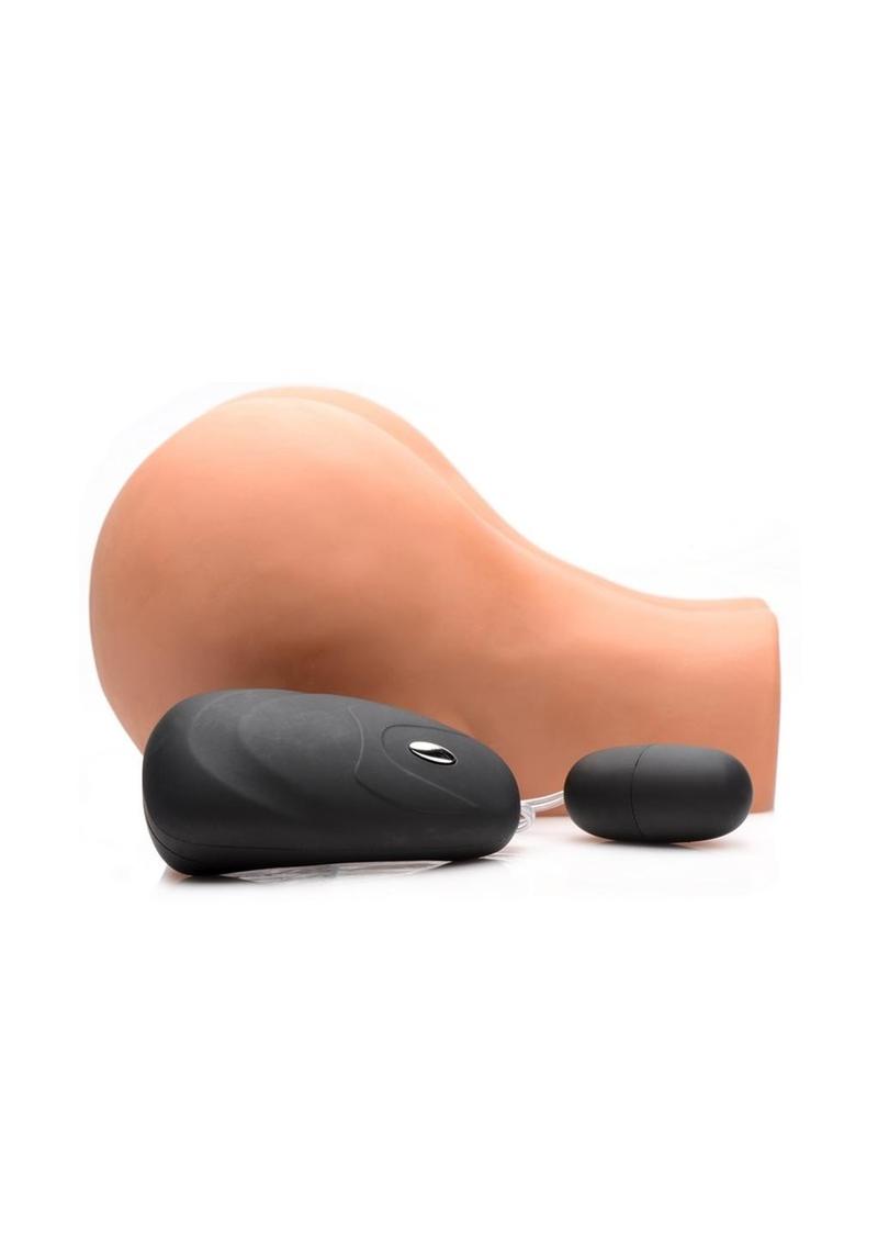 Mistress Tia Vibrating Bioskin Doggie Style Stroker - Pussy and Ass - Caramel