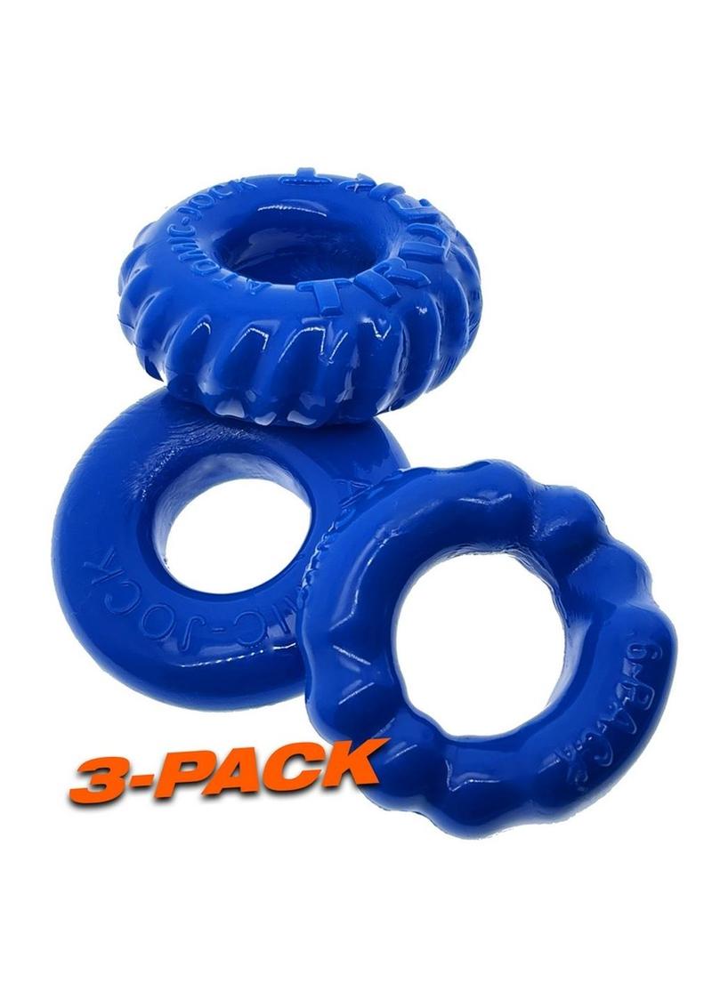 Oxballs Bonemaker Cock Ring Kit - Blue/Pool Blue - 3 Pack
