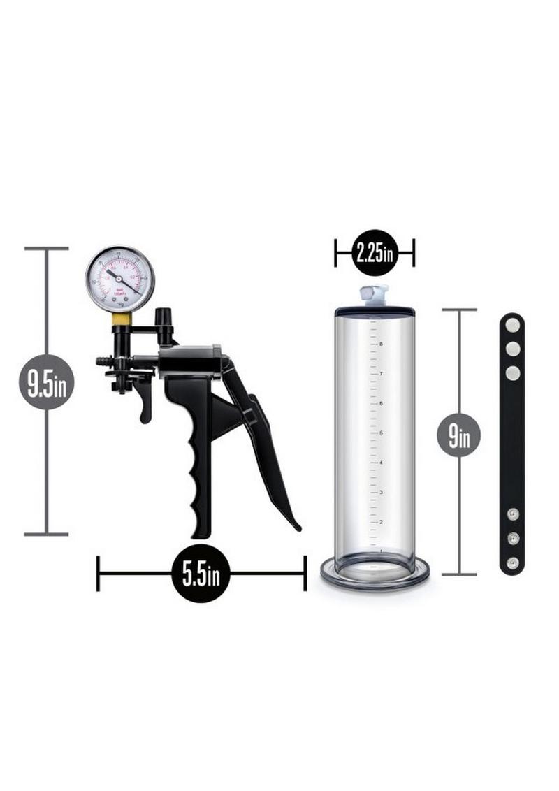 Performance Vx8 Premium Penis Pump System with Silicone Cock Strap - Clear - 9in