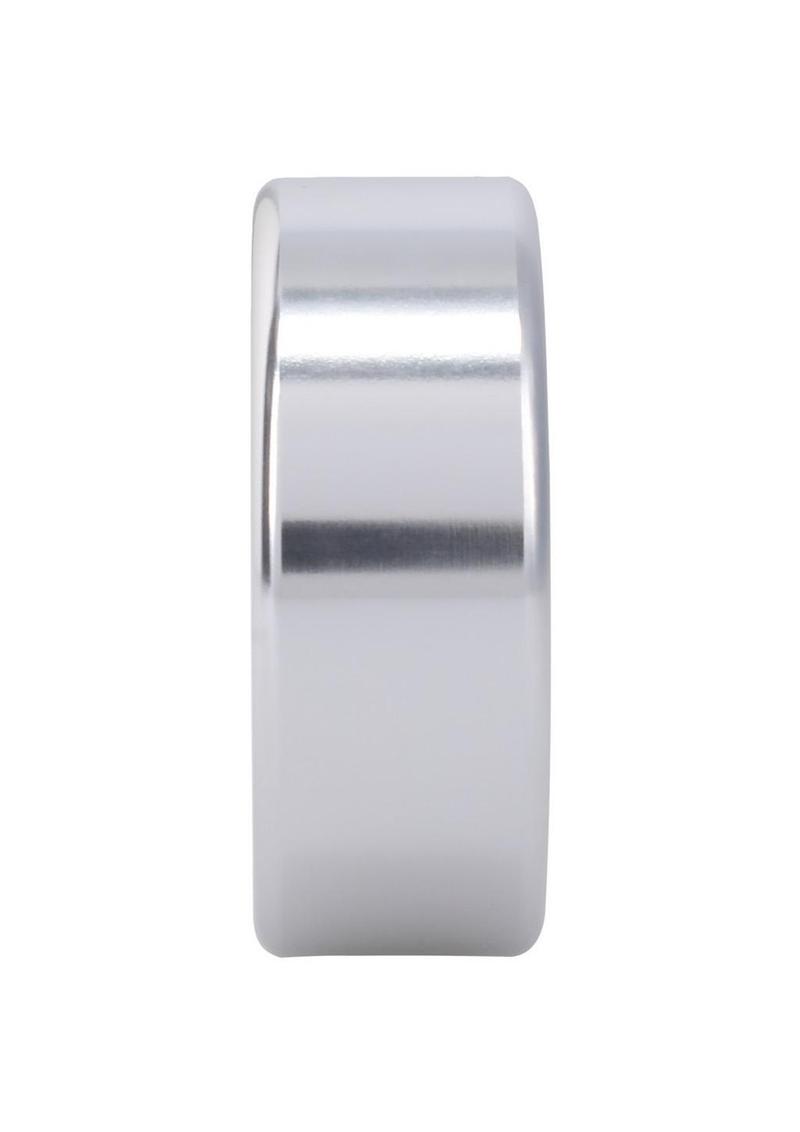 Rock Solid Brushed Alloy Aluminum Cock Ring - Metal/Silver - Large