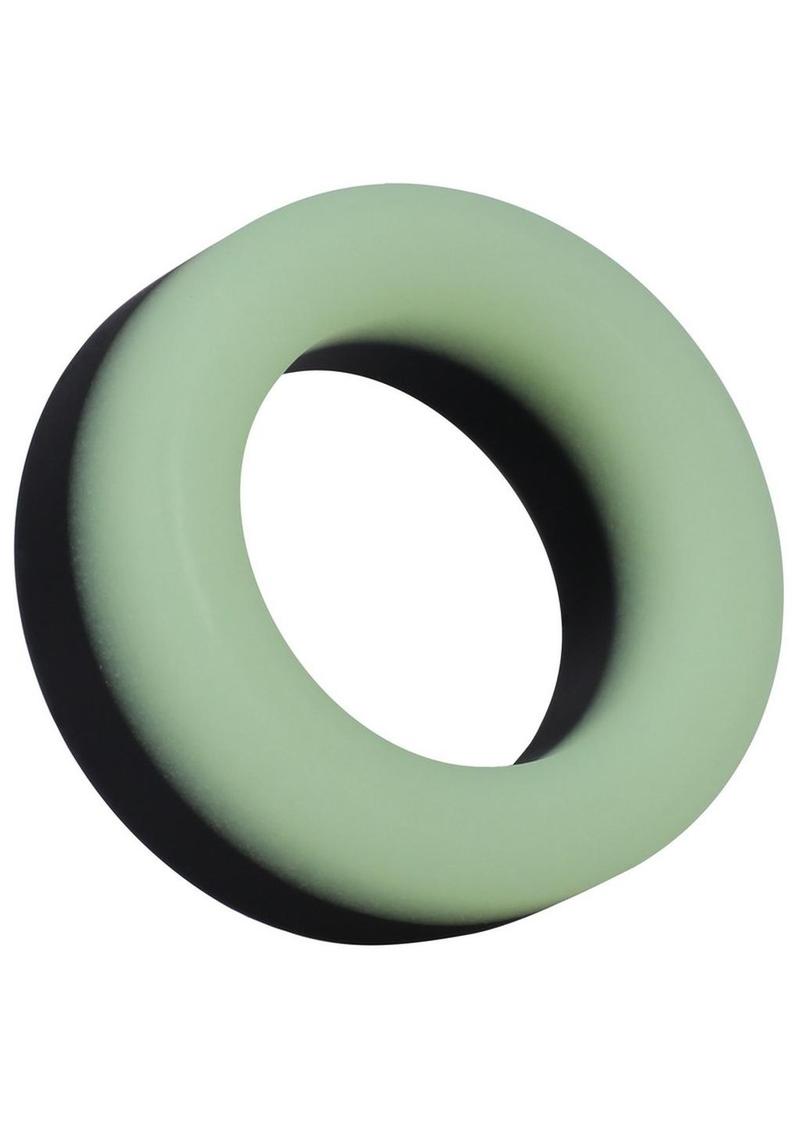 Rock Solid The Big O Glow In The Dark Silicone Cock Ring - Black/Glow In The Dark/Green