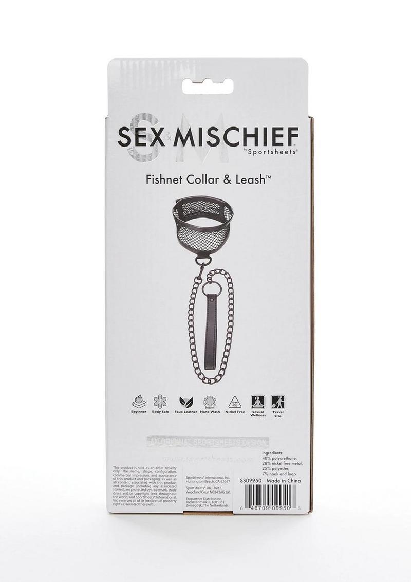 Sex and Mischief Fishnet Collar and Leash - Black