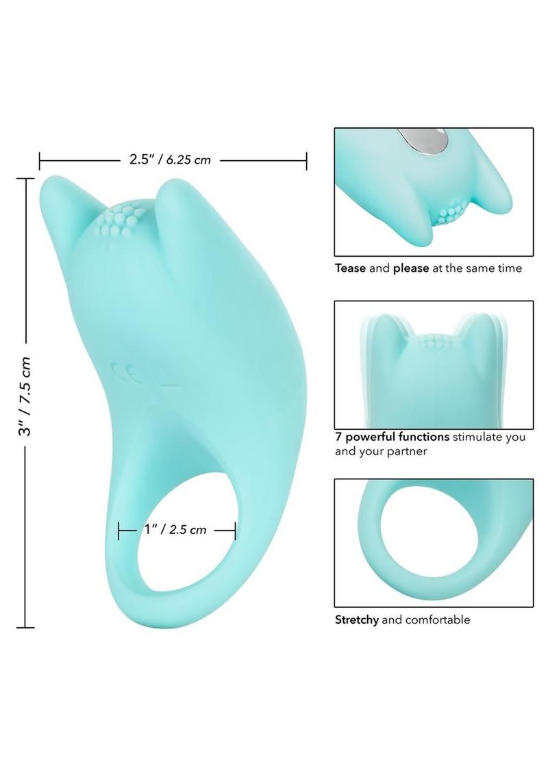 Silicone USB Rechargeable Dual Exciter Enhancer Ring Waterproof - Teal