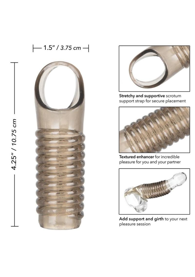 Stimulation Enhancer Textured Penis Sleeve - Smoke - 4.25in