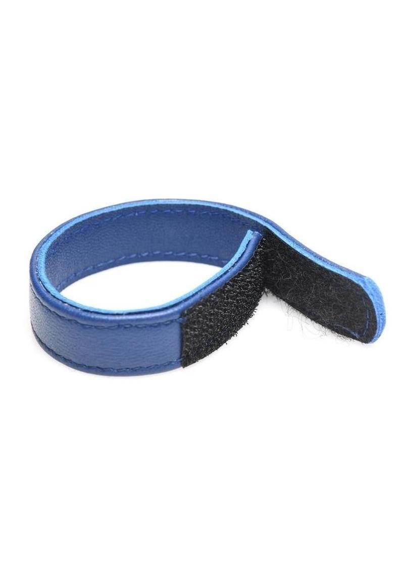 Strict Leather Cock Gear Velcro Leather Cock Ring - Blue