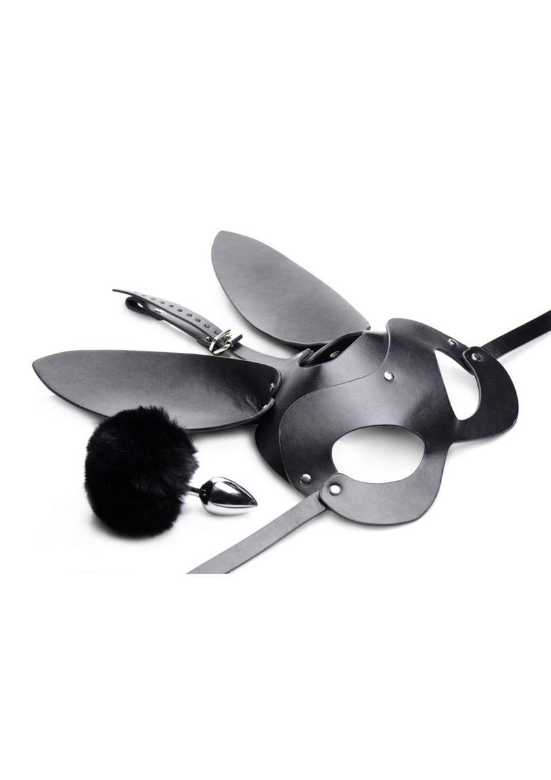 Tailz Bunny Tail Anal Plug and Mask - Black - Set