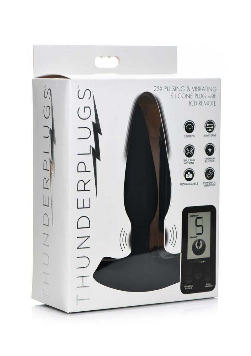 Thunder Plugs 25x Pulsing and Vibrating Rechargeable Silicone Plug with LCD Remote