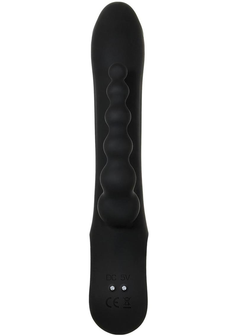Trifecta Rechargeable Silicone Rabbit Vibrator - Black