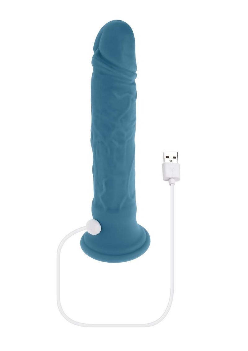 Tsunami Rechargeable Silicone Realistic Vibrator with Remote - Blue