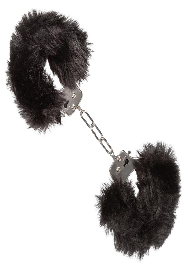 Ultra Fluffy Furry Cuffs - Black/Metal
