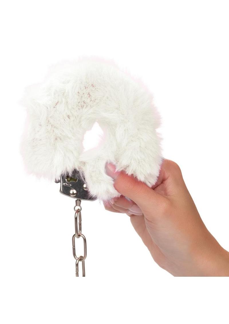 Ultra Fluffy Furry Cuffs - Metal/White