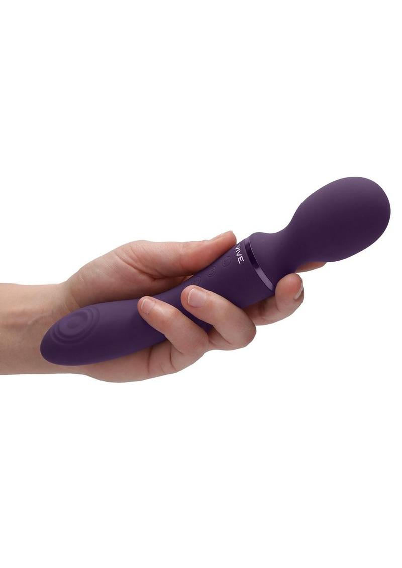 Vive Enora Rechargeable Silicone Double End Pulse Wave Wand and Vibrator - Purple