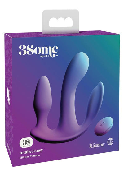 3Some Total Ecstasy Silicone Rechargeable Vibrator with Remote Control - Purple