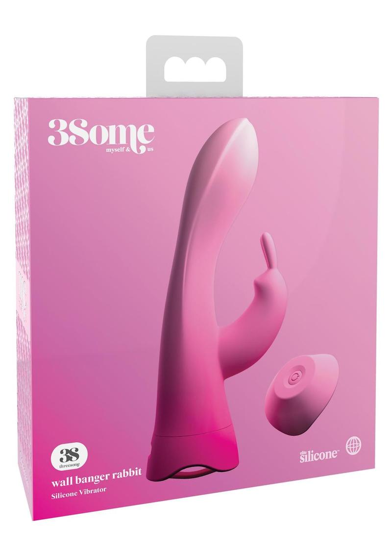 3Some Wall Banger Rabbit Silicone Vibrator USB Rechargeable Suction Cup Wireless Remote Splashproof