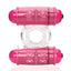 4b Double Wammy Silicone Rechargeable Dual Vibrating Couples Cock Ring - Red/Strawberry