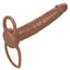 Accommodator Dual Penetrator Dildo Cock Ring - Brown