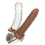 Accommodator Dual Penetrator Dildo Cock Ring - Brown