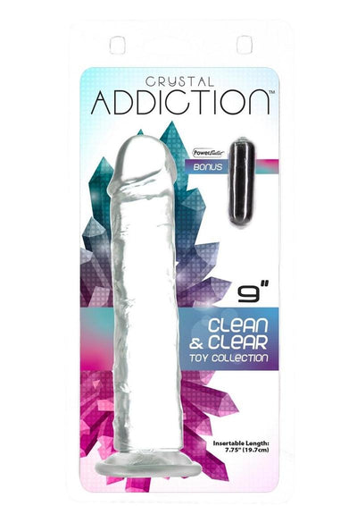 Addiction Crystal Addiction Vibrating Vertical Dong - Clear - 9in