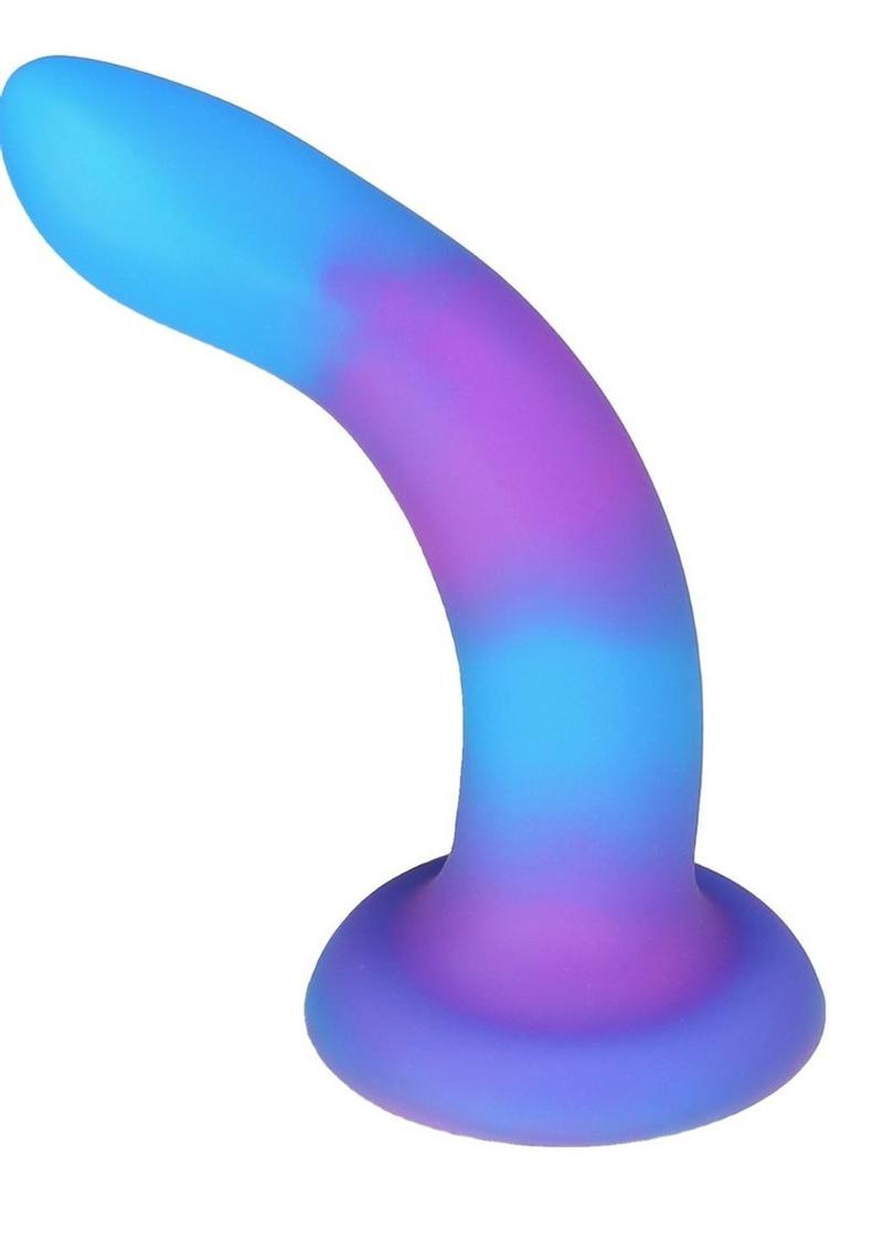 Addiction Rave Silicone Glow In The Dark Dildo - Blue/Glow In The Dark/Purple - 8in