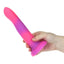 Addiction Rave Silicone Glow In The Dark Dildo - Glow In The Dark/Pink/Purple - 8in