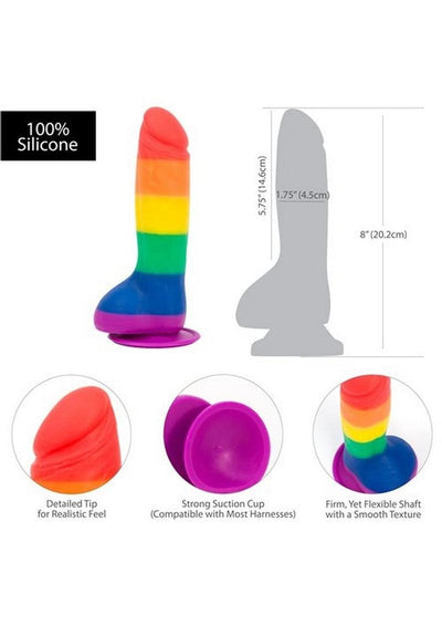 Addiction Toy Collection Justin Silicone Dildo with Balls - Multicolor - 8in