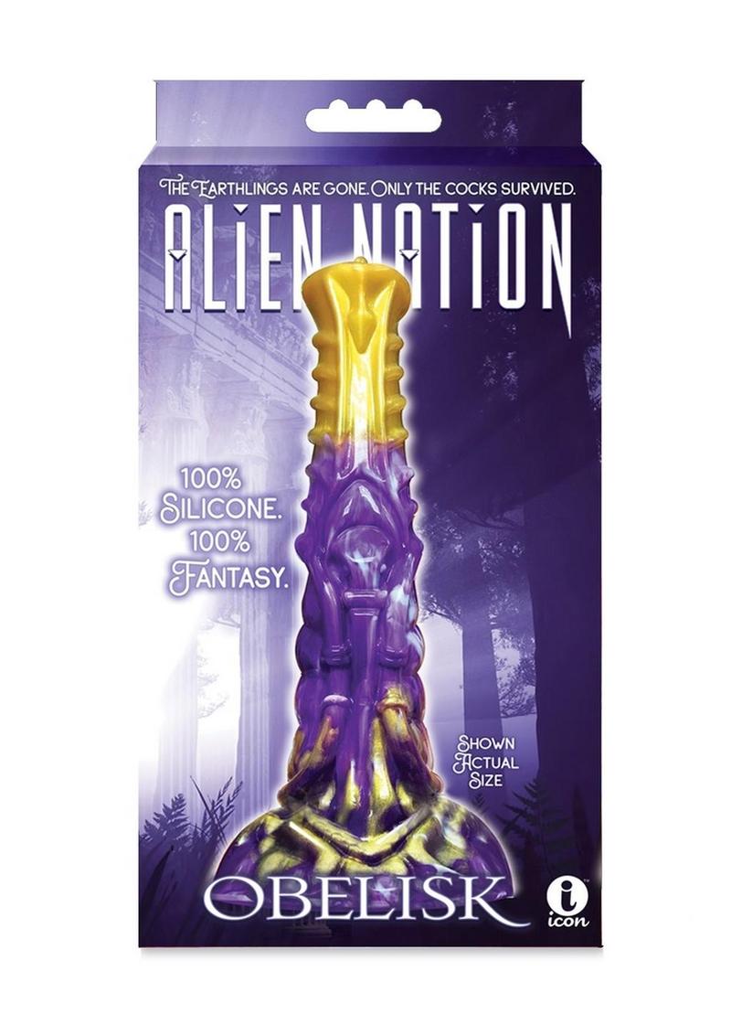 Alien Nation Obelisk Silicone Dildo - Gold/Purple