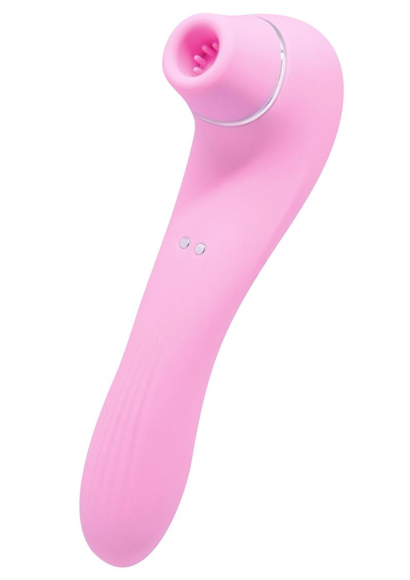 Alive Midnight Quiver Rechargeable Silicone Dual End Vibrator and Clitoral Stimulator - Pink