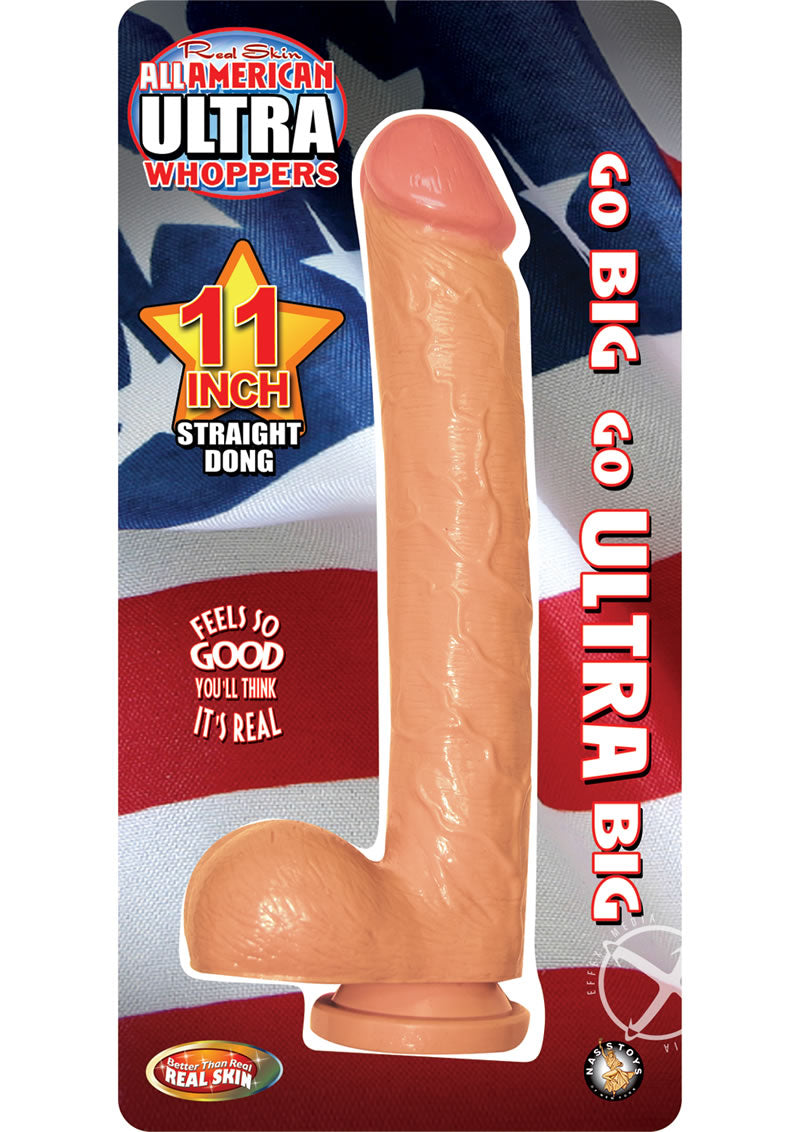 All American Ultra Whoppers Straight Dildo - Flesh/Vanilla - 11in