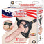 All American Whoppers Realskin Straight Dildo and Universal Harness - Flesh/Vanilla - 5in