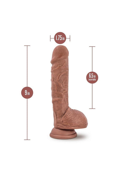 Au Naturel Big Billy Dual Dense Dildo with Balls - Caramel - 9in